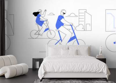 City bike rental abstract concept vector illustrations. Wall mural