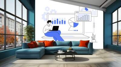 Collecting business data abstract concept vector illustration. Wall mural