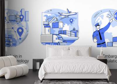 Commercial transportation industry abstract concept vector illustrations. Wall mural