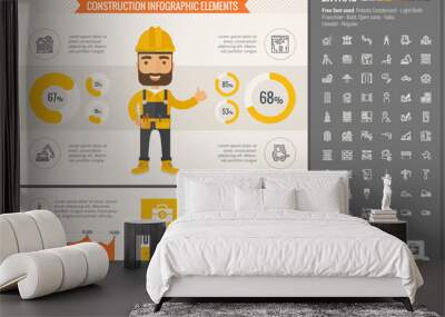 construction flat design infographic template Wall mural