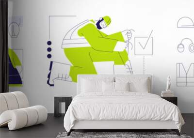 Construction protective equipment abstract concept vector illustrations. Wall mural