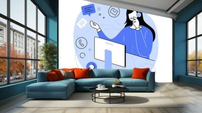 Contact us abstract concept vector illustration. Wall mural