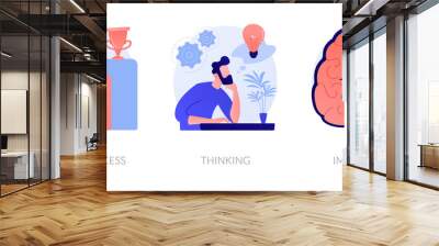 Creative entrepreneurship icons set. Business growth, creative planning, innovative development. Key to success, thinking, imagination metaphors. Vector isolated concept metaphor illustrations Wall mural