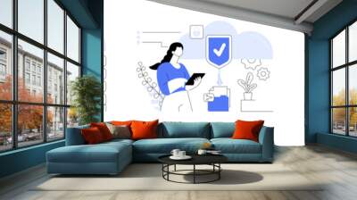 Database security abstract concept vector illustrations. Wall mural