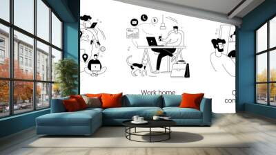 Distance working abstract concept vector illustrations. Wall mural