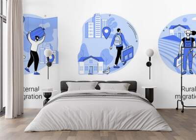 Domestic people movement abstract concept vector illustrations. Wall mural