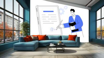 Electronic signature software abstract concept vector illustration. Wall mural