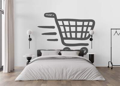 Fast delivery shopping sketch icon Wall mural