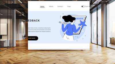 feedback website ui kit. corporate website, menu bar, customer feedback page, leave you opinion, sit Wall mural