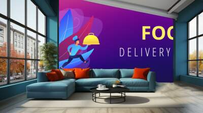 Food delivery service concept banner header. Wall mural