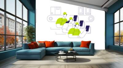 Gadgets manufacturing and distribution abstract concept vector illustrations. Wall mural