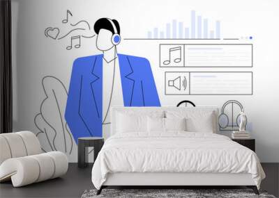 Headphones abstract concept vector illustration. Wall mural