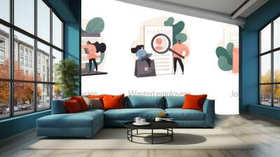 Human resources technology abstract concept vector illustration set. HR software, wanted employees, job offer, working time tracker, we are hiring, staff wanted, permanent contract abstract metaphor. Wall mural