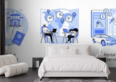 International tourism abstract concept vector illustrations. Wall mural