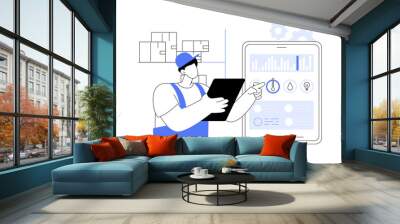 IoT in warehousing abstract concept vector illustration. Wall mural