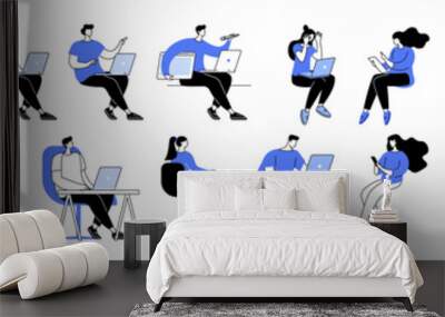 Isolated people at workplace Wall mural