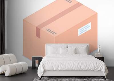 Isometric cardboard box isolated on white background Wall mural