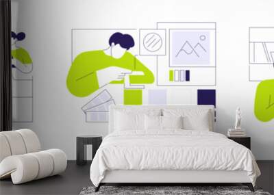 Magazines and newspaper manufacturing abstract concept vector illustrations. Wall mural