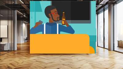 Man watching TV. Wall mural