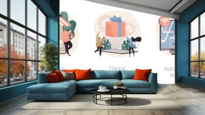 No contact order and delivery abstract concept vector illustrations. Wall mural