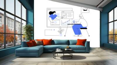 Older people lifestyle abstract concept vector illustrations. Wall mural