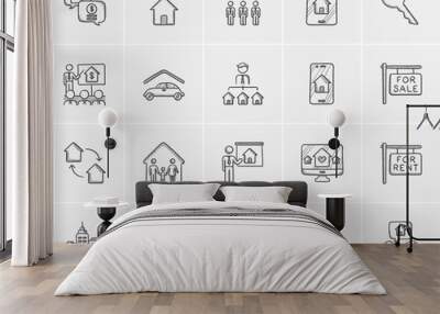 Real estate sketch icon set. Wall mural