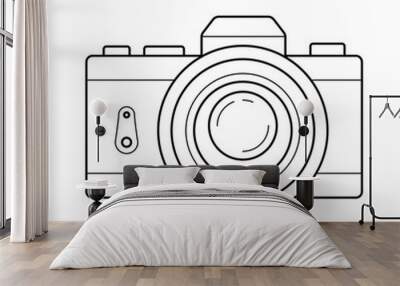 Retro camera vector line icon isolated on white background Wall mural