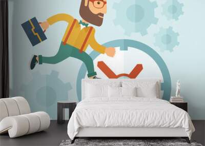 Running businessman. Wall mural