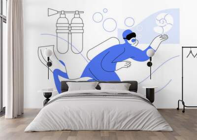 Scuba diving abstract concept vector illustration. Wall mural