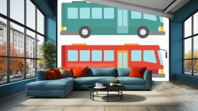 Side view of two city buses. Wall mural