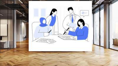 Signing contract abstract concept vector illustration. Wall mural