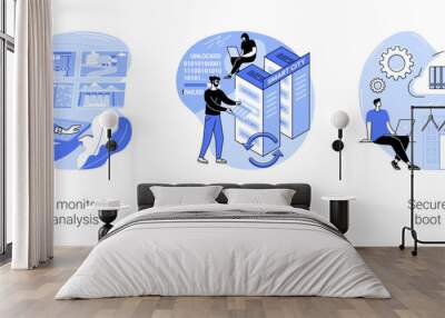 Smart city security isolated cartoon vector illustrations se Wall mural