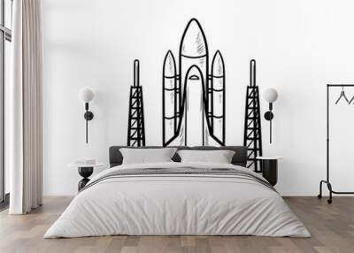 Space shuttle hand drawn outline doodle icon Wall mural