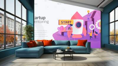 Startup accelerator, seed accelerator, startup mentoring concept. Website homepage header landing web page template. Wall mural