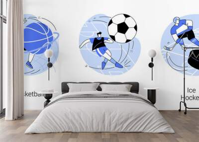 Team sport abstract concept vector illustrations. Wall mural