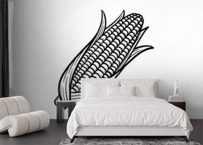 Vector hand drawn popcorn corn cob outline doodle icon Wall mural