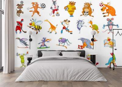 Vector set of animals sport illustrations. Wall mural