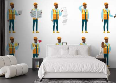 Vector set of builder characters. Wall mural