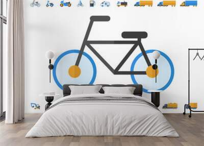 Vehicle and Transportation icon set Wall mural