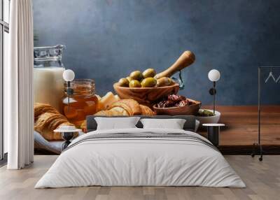 Mediterranean breakfast buffet space for text Wall mural