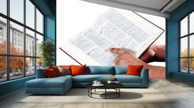 Praying hand hold an open bible Wall mural