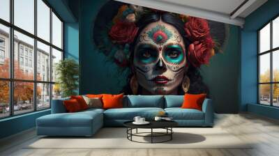 Illustration zum mexikanischen Feiertag Dia de Muertos Wall mural