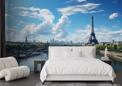 close up paris skyline blue clear sky Wall mural