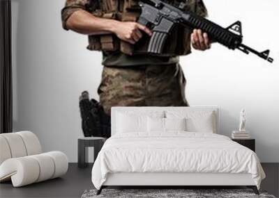 Armed Soldier Ready for Action, AI Generated Wall mural