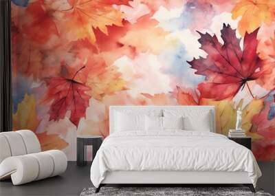 Autumn Leaves Watercolor Texture Wall mural