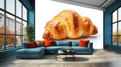 Fresh Croissant Breakfast Delight Isolated on White Background AI Generated Wall mural