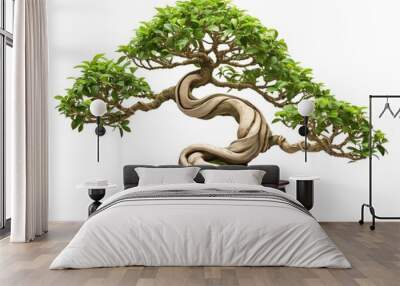 Potted Bonsai Tree Miniature Garden Isolated on White Background AI Generated Wall mural