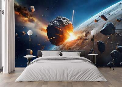 asteroid impacting a planet Wall mural