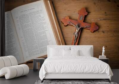 crucifix and bible Wall mural