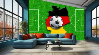 map of Germany and soccer ball concept for UEFA Euro 2024 compettion, photo realistic illustration Wall mural